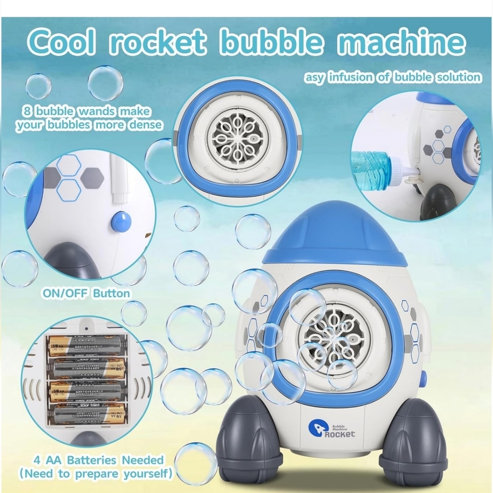 Bubbles Machine for Kids Toddlers Age3-5 Years Old Birthday Easter Gift - Picture 9 of 11